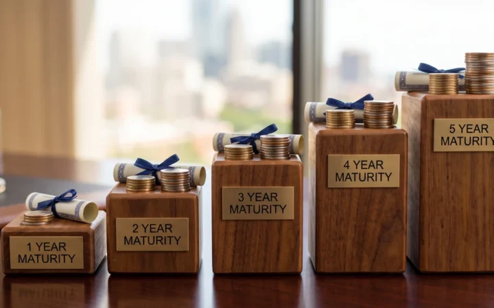 Illustration of a five-rung bond ladder with maturities from one to five years.